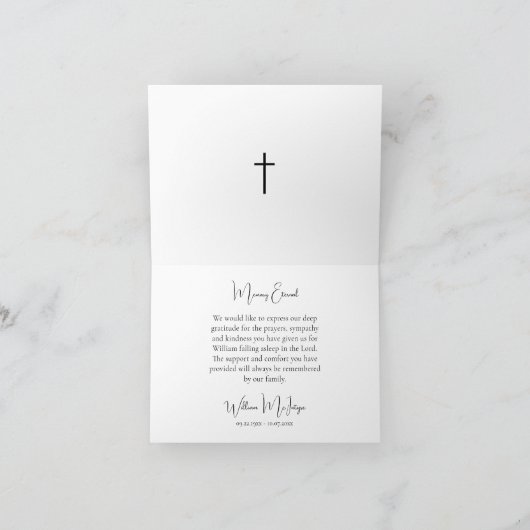 Minimalist Script Orthodox Christian Funeral サンキューカード (内部)