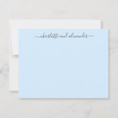 Minimalist Script Personalized Couples Soft Blue ノートカード (正面)