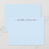 Minimalist Script Personalized Couples Soft Blue ノートカード (正面/裏面)