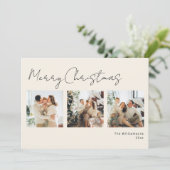 Minimalist Script Photo Collage Elegant Christmas シーズンカード (スタンド正面)
