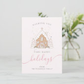 Minimalist Script Pink House Christmas Flat  シーズンカード (スタンド正面)