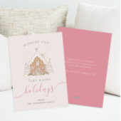 Minimalist Script Pink House Christmas Flat  シーズンカード