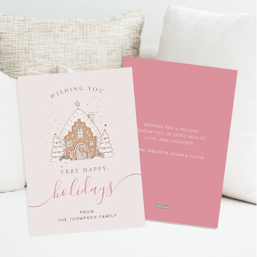 Minimalist Script Pink House Christmas Flat  シーズンカード