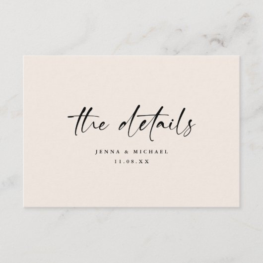 Minimalist Script QR Code Wedding Details エンクロージャーカード (正面)