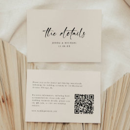 Minimalist Script QR Code Wedding Details エンクロージャーカード