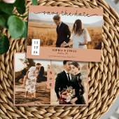 Minimalist Script Rustic Terracotta Photo Wedding セーブザデート