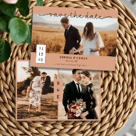 Minimalist Script Rustic Terracotta Photo Wedding セーブザデート