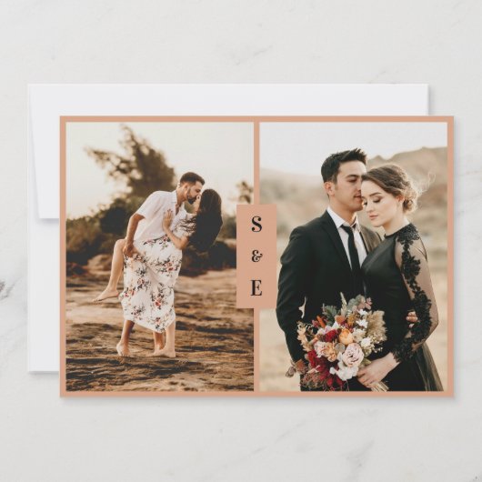 Minimalist Script Rustic Terracotta Photo Wedding セーブザデート (裏面)
