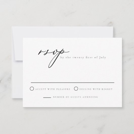 Minimalist Script Sage Green RSVP Card 招待状 (正面)