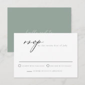 Minimalist Script Sage Green RSVP Card 招待状 (正面/裏面)