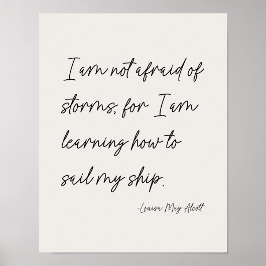 Minimalist Script Storms Quote Louisa May Alcott ポスター (正面)