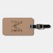 Minimalist Script Taupe Metallic Gold Monogram ラゲッジタグ (正面横)