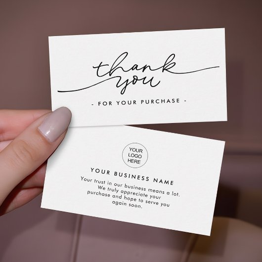 Minimalist Script Thank You Business insert Cards 名刺