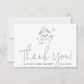 Minimalist Script Typography Winter Baby Shower サンキューカード (正面)