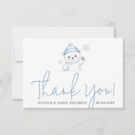 Minimalist Script Typography Winter Baby Shower サンキューカード