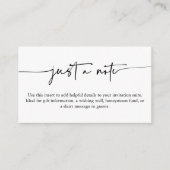 Minimalist Script Wedding Details Just a Note エンクロージャーカード (正面)