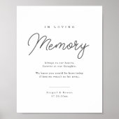 Minimalist Script Wedding Memorial Sign ポスター (正面)