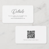 Minimalist Script Wedding QR Code Details Card エンクロージャーカード (正面/裏面)