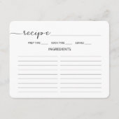 Minimalist Script Wedding Shower Recipe Card エンクロージャーカード (正面)