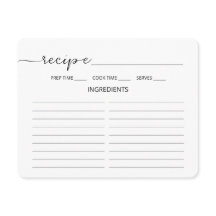 Minimalist Script Wedding Shower Recipe Card