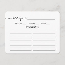 Minimalist Script Wedding Shower Recipe Card エンクロージャーカード