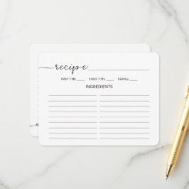 Minimalist Script Wedding Shower Recipe Card エンクロージャーカード