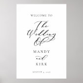 Minimalist Script Wedding Welcome Sign Banner ポスター (正面)