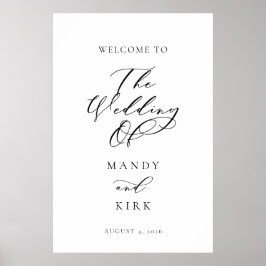 Minimalist Script Wedding Welcome Sign Banner ポスター