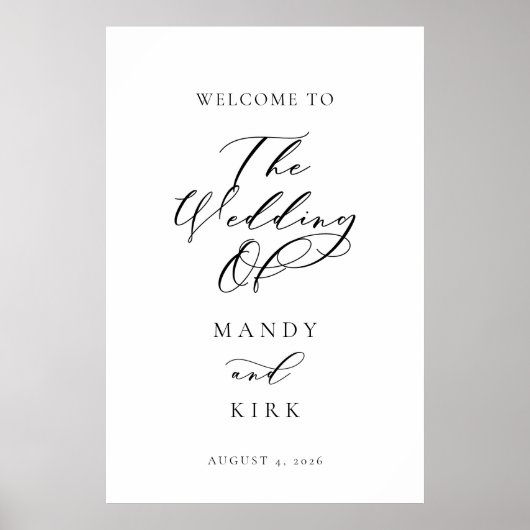 Minimalist Script Wedding Welcome Sign Banner ポスター (正面)