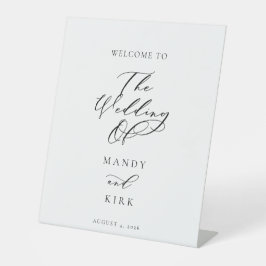Minimalist Script Wedding Welcome Sign Banner 台座サイン