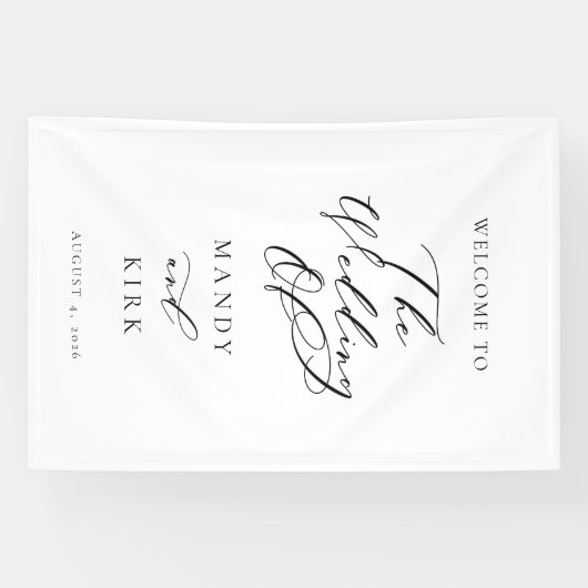 Minimalist Script Wedding Welcome Sign Banner 横断幕 (横)