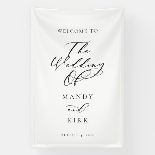 Minimalist Script Wedding Welcome Sign Banner 横断幕 (縦)