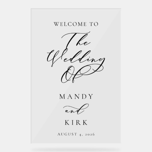 Minimalist Script Wedding Welcome Sign | Elegant  アクリルサイン (正面)