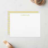 Minimalist Script Yellow Stripe Personalized Name ノートカード (正面/裏面インサイチュ)