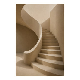 Minimalist Sculptural Staircase Wall Art Poster ポスター