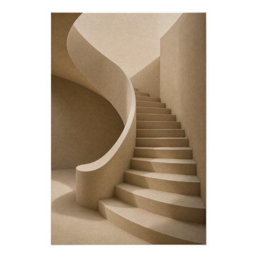 Minimalist Sculptural Staircase Wall Art Poster ポスター (正面)