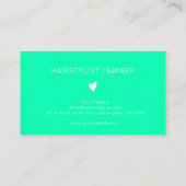 Minimalist Seafoam Green White Heart Barber Name 名刺 (裏面)