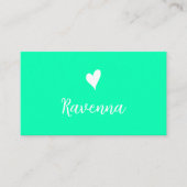 Minimalist Seafoam Green White Heart Barber Name 名刺 (正面)