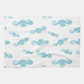 Minimalist Seahorse Ocean Seamless Pattern (1) キッチンタオル (横)