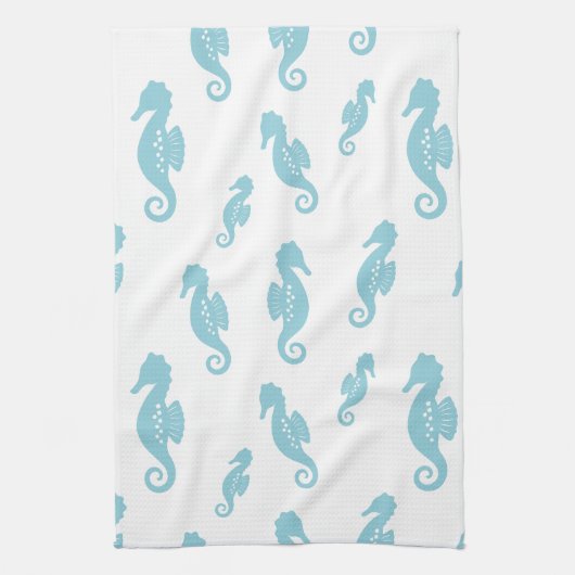 Minimalist Seahorse Ocean Seamless Pattern (1) キッチンタオル (縦)