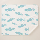 Minimalist Seahorse Ocean Seamless Pattern (1) シェルパブランケット (正面(横))