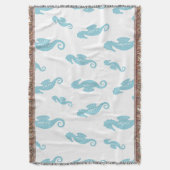 Minimalist Seahorse Ocean Seamless Pattern (1) スローブランケット (正面縦)