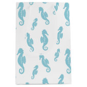 Minimalist Seahorse Ocean Seamless Pattern (1) ミディアムペーパーバッグ (正面)