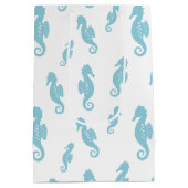 Minimalist Seahorse Ocean Seamless Pattern (1) ミディアムペーパーバッグ (裏面)