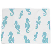 Minimalist Seahorse Ocean Seamless Pattern (1) ラージペーパーバッグ (正面)