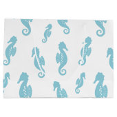 Minimalist Seahorse Ocean Seamless Pattern (1) ラージペーパーバッグ (裏面)