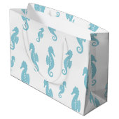 Minimalist Seahorse Ocean Seamless Pattern (1) ラージペーパーバッグ (裏面アングル)