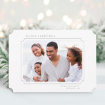 Minimalist Season's Greetings Photo  シーズンカード<br><div class="desc">Simple Christmas | Holiday photo card features your photo in a ticket shape frame with a winter greenery pattern on the back. For more advanced customization of this design,  please click the BLUE DESIGN TOOL BUTTON.</div>