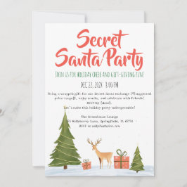Minimalist Secret Santa Holiday Party Invitation 招待状