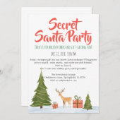 Minimalist Secret Santa Holiday Party Invitation 招待状 (正面/裏面)